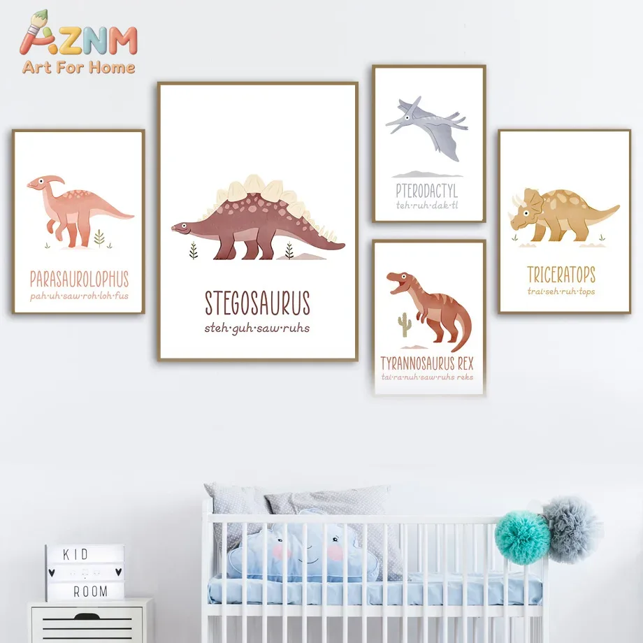 AZNM Cute Watercolor Dinosaur  - огляд і ціна Kids Education Name