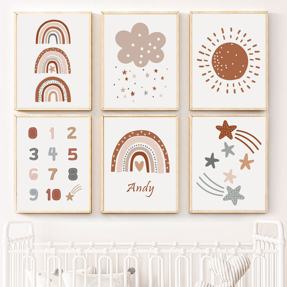 Boho Nursery Poster Canvas Pri - огляд і ціна Kids Education Name